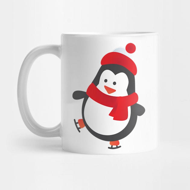 Cute Winter Penguin on Ice Skates by bluerockproducts